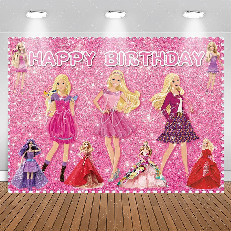Pretty Princesses Pink Sparkling Birthday Backdrop