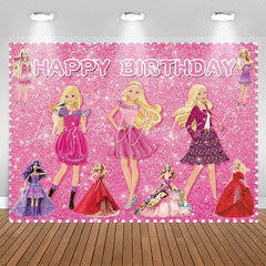 Pretty Princesses Pink Sparkling Birthday Backdrop