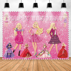 Lofaris Pretty Princesses Pink Sparkling Birthday Backdrop