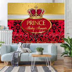 Lofaris Prince Baby Shower Red Gold Glitter Party Backdrop for Girl