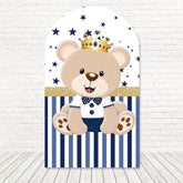 Prince Bear Royal Baby Scene Arch Backdrop For Sweet Celebration