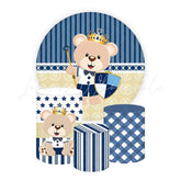 Prince Bear Themed Round Backdrop and Cylinders Kit for Parties