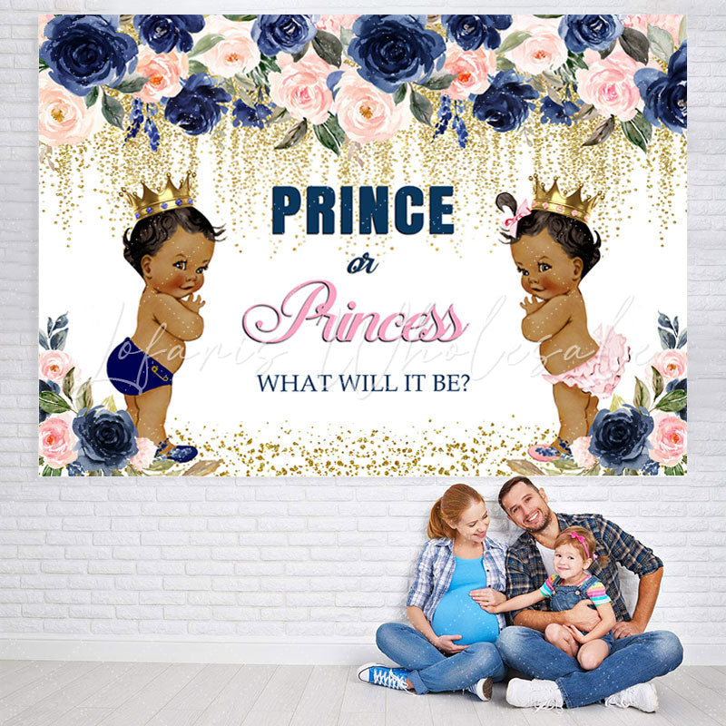 Lofaris Prince or Princess Bokeh Floral Baby Shower Backdrop