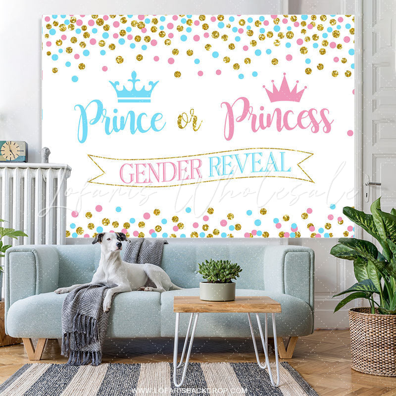 Lofaris Prince Or Princess Gender Reveal Baby Shower Backdrop