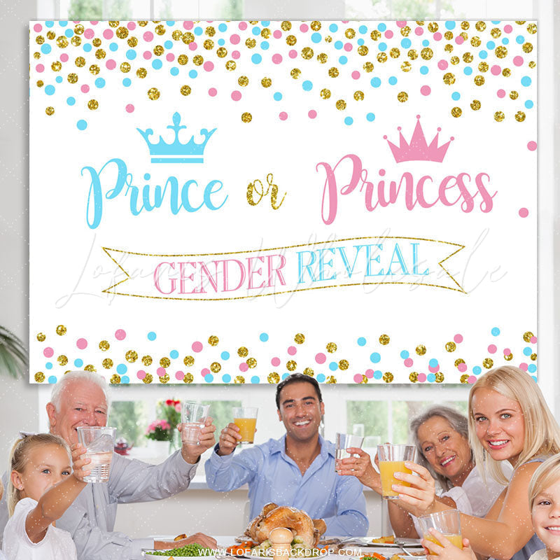 Lofaris Prince Or Princess Gender Reveal Baby Shower Backdrop