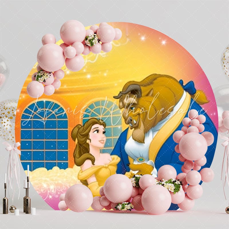 Princess Bella Fairytale Style Round Backdrop For Kids Birthday