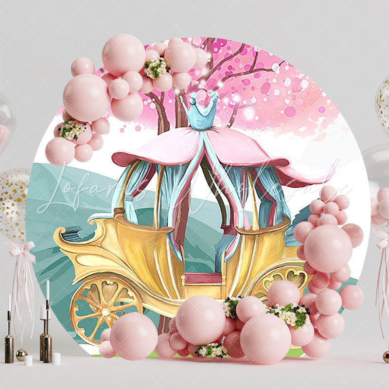 Princess Carriage Round Backdrop for Fairytale Event