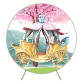 Princess Carriage Round Backdrop for Fairytale Event