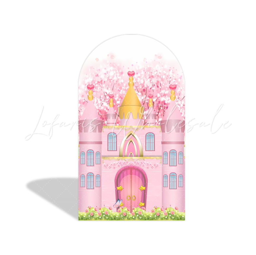 Princess Castle Happy Birthday Party Background Arch Backdrop Wall Cloth Cover