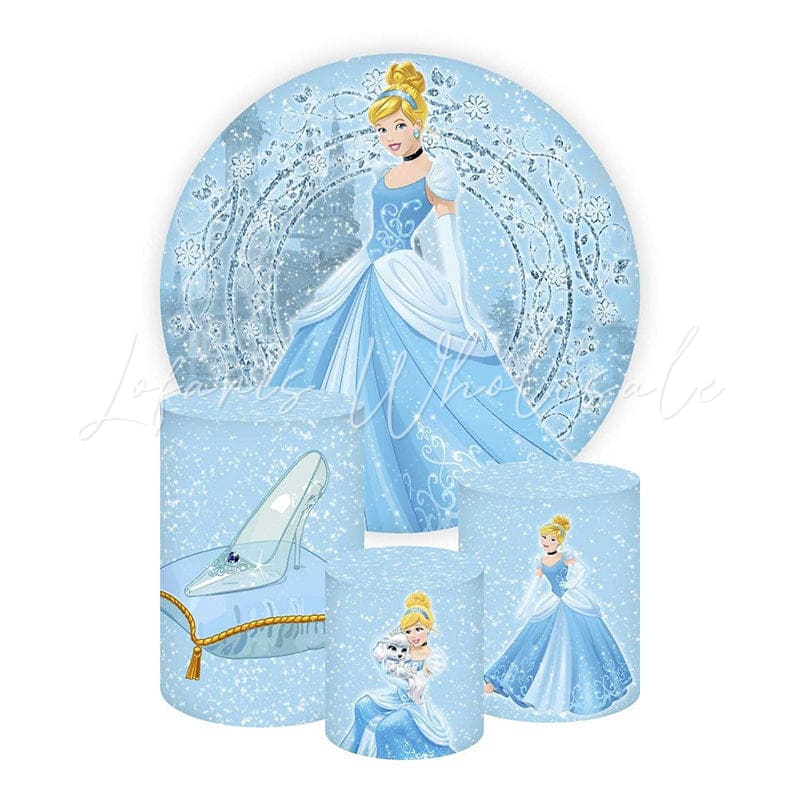 Princess Cinderella Disney Themed Round Backdrop and Cylinders Kit