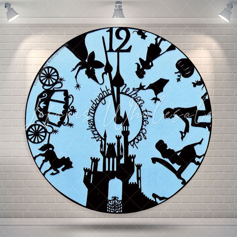 Lofaris Princess Clock Carriage Girls Party Round Backdrop