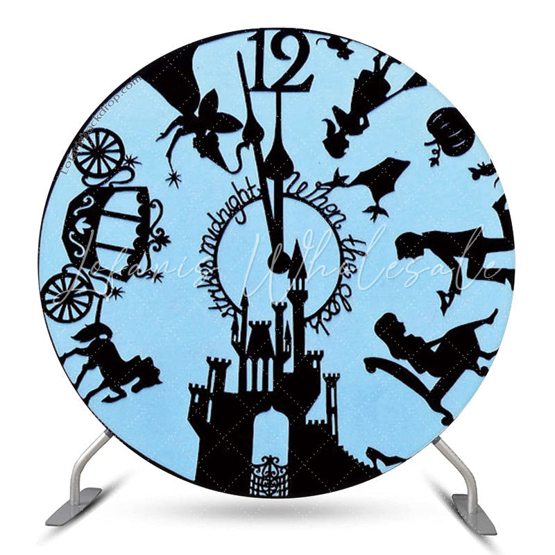 Lofaris Princess Clock Carriage Girls Party Round Backdrop