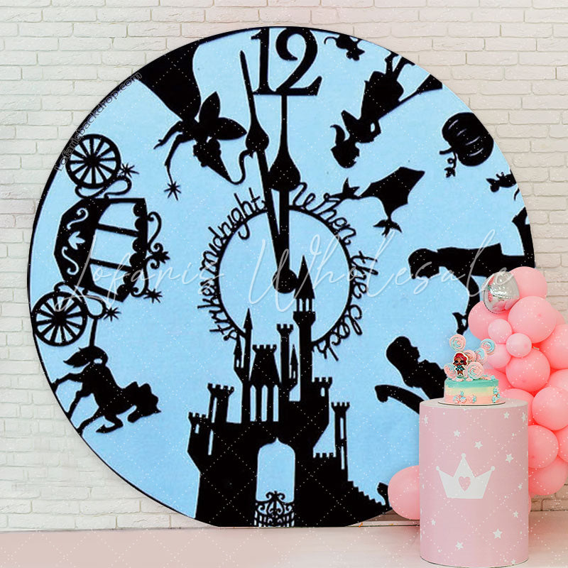 Lofaris Princess Clock Carriage Girls Party Round Backdrop