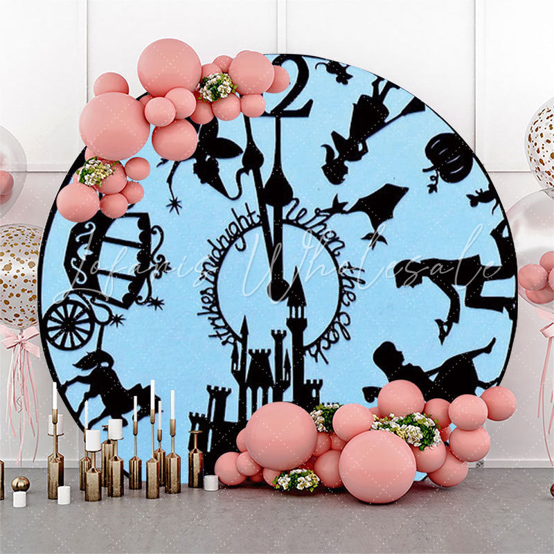 Lofaris Princess Clock Carriage Girls Party Round Backdrop