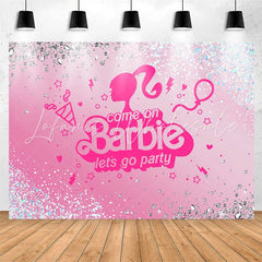 Lofaris Princess Diamond Glitter Pink Lets Go Party Backdrop