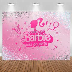 Princess Diamond Glitter Pink Lets Go Party Backdrop