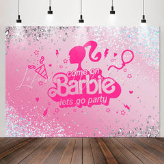 Lofaris Princess Diamond Glitter Pink Lets Go Party Backdrop