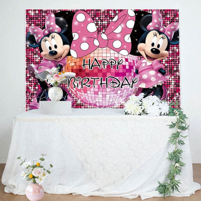 Princess Pink Mouse Backdrop For Girls Birthday Party
