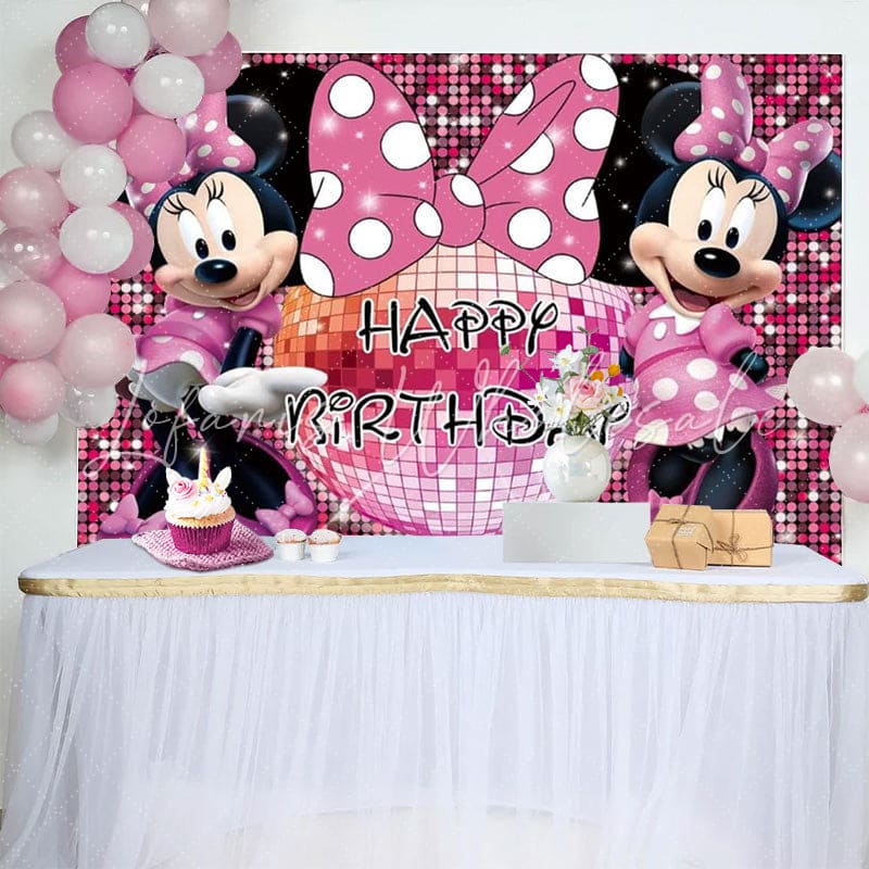 Princess Pink Mouse Backdrop For Girls Birthday Party