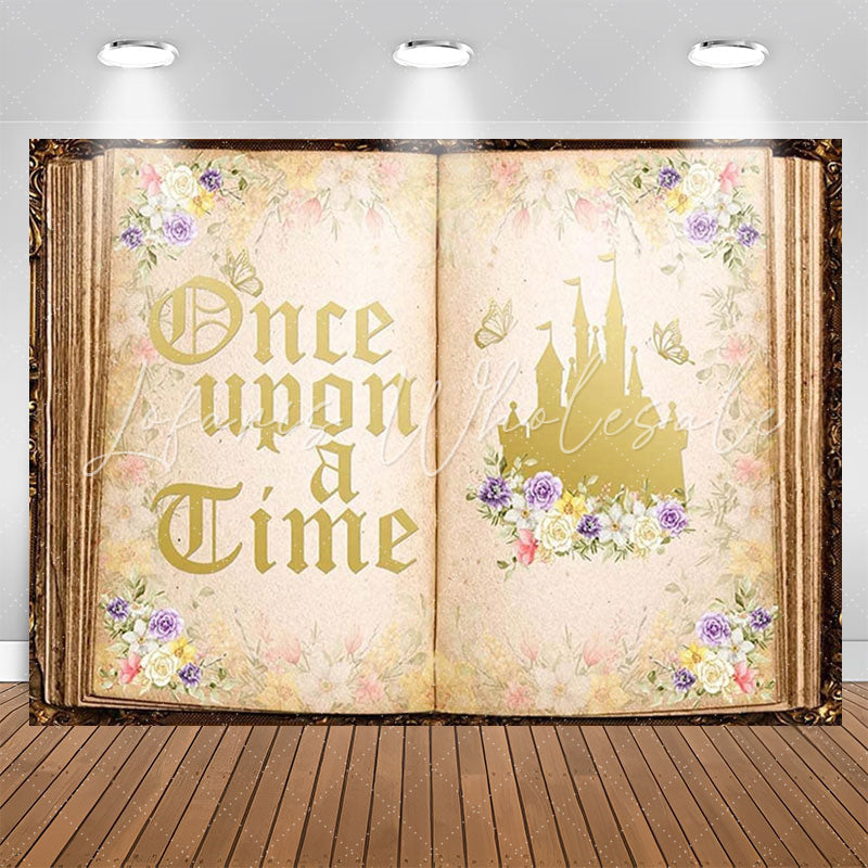 Lofaris Princess Retro Floral Book Birthday Backdrop