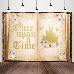 Lofaris Princess Retro Floral Book Birthday Backdrop