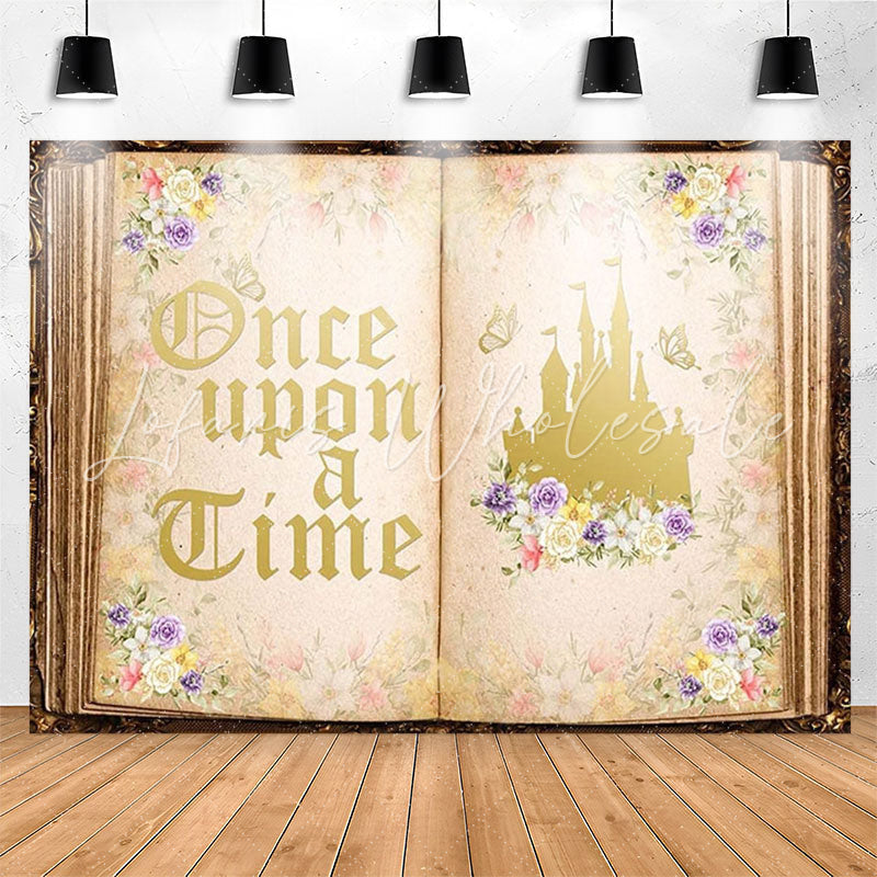 Lofaris Princess Retro Floral Book Birthday Backdrop