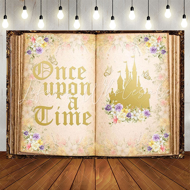 Lofaris Princess Retro Floral Book Birthday Backdrop