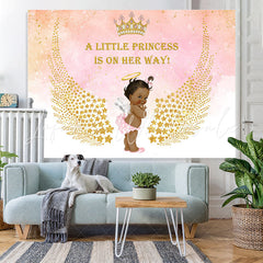 Lofaris Princess With Glitter Wing Pink Baby Shower Backdrop
