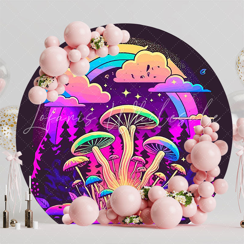 Psychedelic Mushrooms Round Backdrop for Funky Theme Event