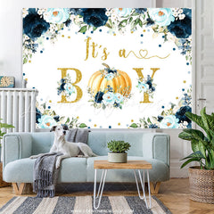 Lofaris Pumpkin And Flowers Baby Shower Backdrop For Boy