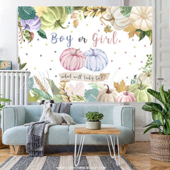 Lofaris Pumpkin Autumn Theme Gender Reveal Baby Shower Backdrop