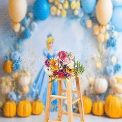 Pumpkin Balloon Floral Cinderella Cake Smash Backdrop