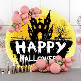 Lofaris Pumpkin Castle Yellow Light Halloween Circle Backdrop