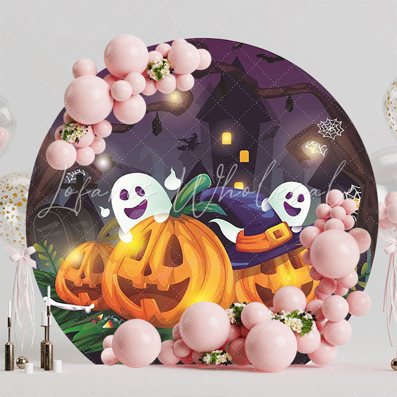 Pumpkin City Round Backdrop for Spooky Celebration