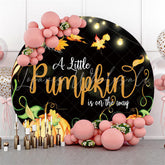 Lofaris Pumpkin Glitter Light Theme Baby Shower Round Backdrop