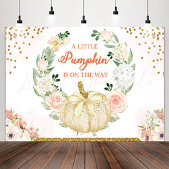 Lofaris Pumpkin Is On The Way Floral Baby Shower Backdrop