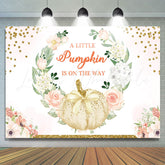 Lofaris Pumpkin Is On The Way Floral Baby Shower Backdrop