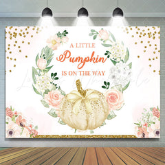 Lofaris Pumpkin Is On The Way Floral Baby Shower Backdrop