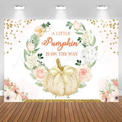Lofaris Pumpkin Is On The Way Floral Baby Shower Backdrop
