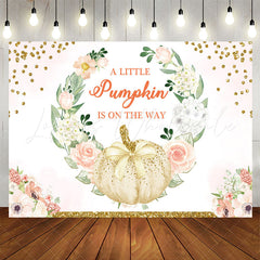 Lofaris Pumpkin Is On The Way Floral Baby Shower Backdrop