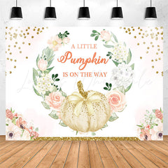 Lofaris Pumpkin Is On The Way Floral Baby Shower Backdrop