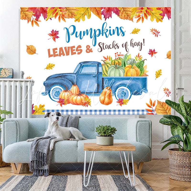 Lofaris Pumpkin Leaves Trucks Photo Backdrop for Party