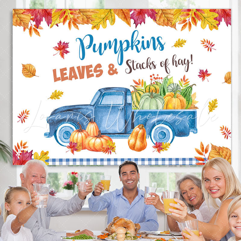 Lofaris Pumpkin Leaves Trucks Photo Backdrop for Party