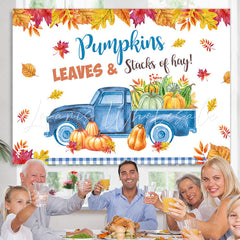 Lofaris Pumpkin Leaves Trucks Photo Backdrop for Party