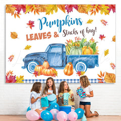 Lofaris Pumpkin Leaves Trucks Photo Backdrop for Party