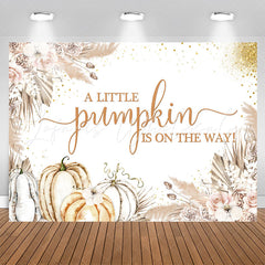 Lofaris Pumpkin On The Way Glitter Floral Baby Shower Backdrop