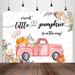 Lofaris Pumpkin On The Way Leaves Floral Baby Shower Backdrop