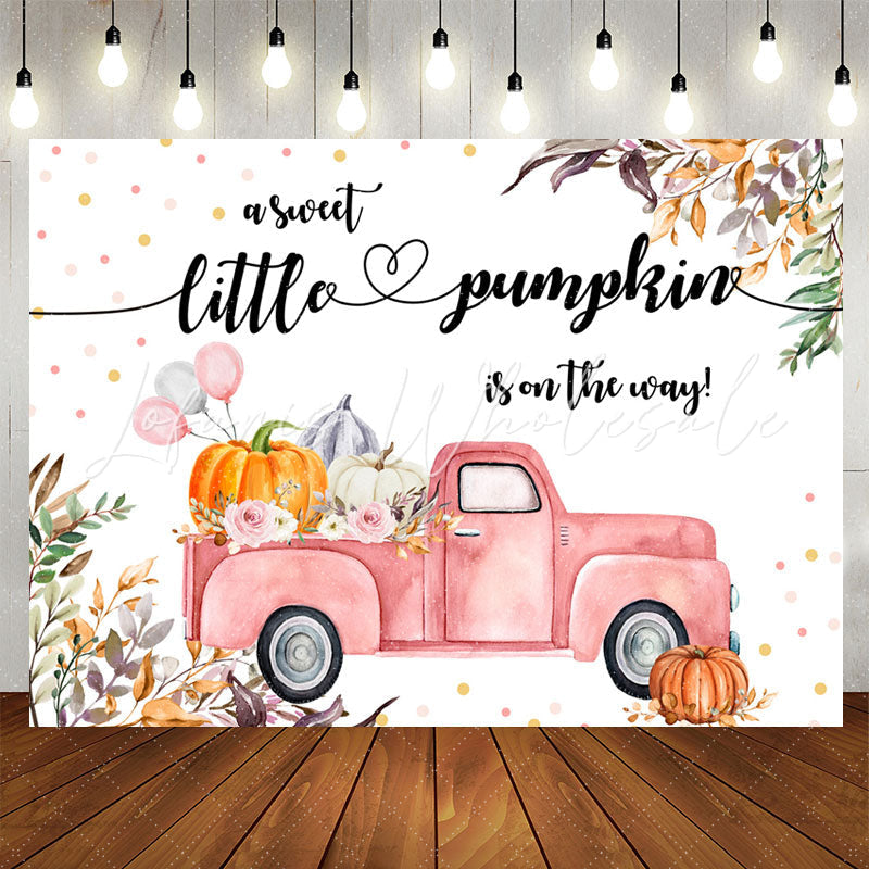Lofaris Pumpkin On The Way Leaves Floral Baby Shower Backdrop