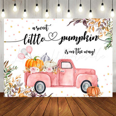 Lofaris Pumpkin On The Way Leaves Floral Baby Shower Backdrop