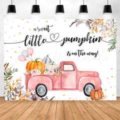 Lofaris Pumpkin On The Way Leaves Floral Baby Shower Backdrop